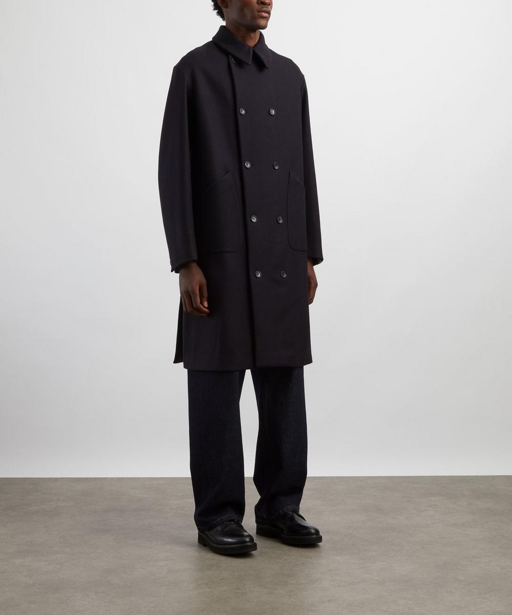 liberty london Bally Navy Wool-Blend Double-Breasted Coat