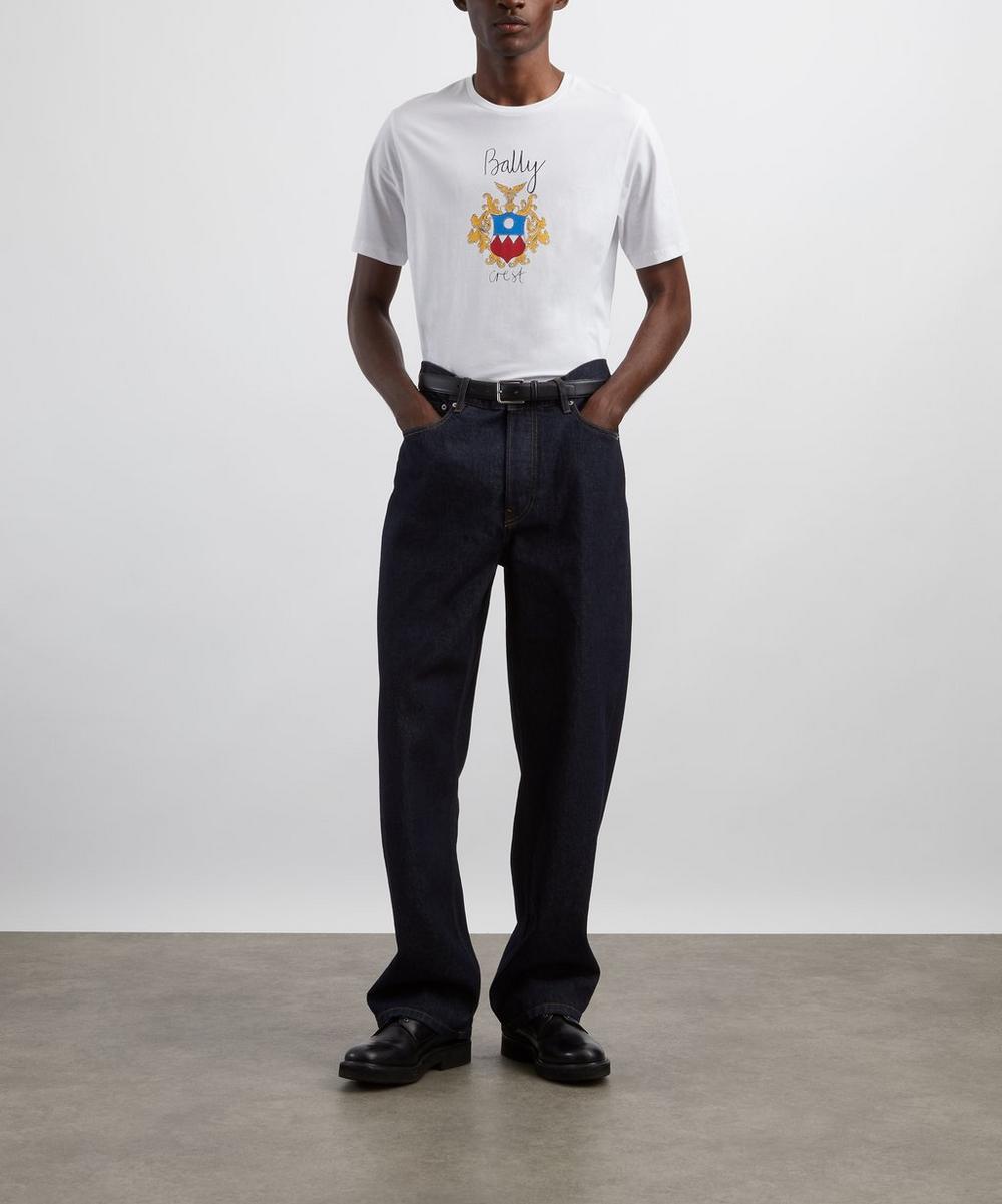 liberty london Bally White Cotton Bally Crest T-Shirt