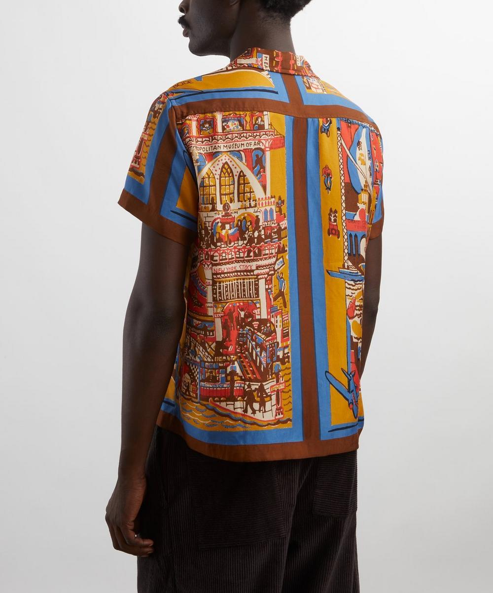 Liberty London Bode Manhattan Island Silk Short-Sleeve Shirt