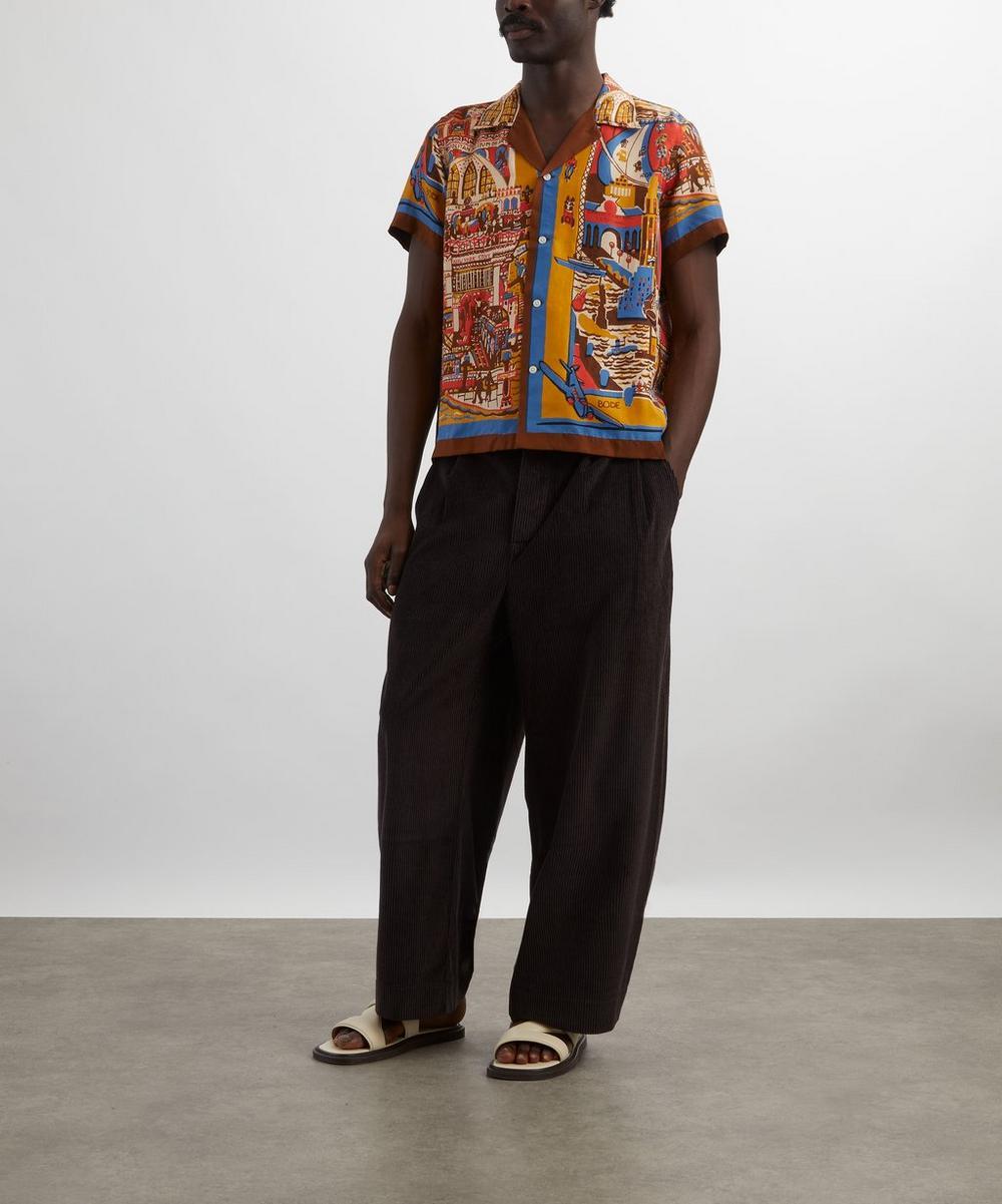 liberty london Bode Manhattan Island Silk Short-Sleeve Shirt