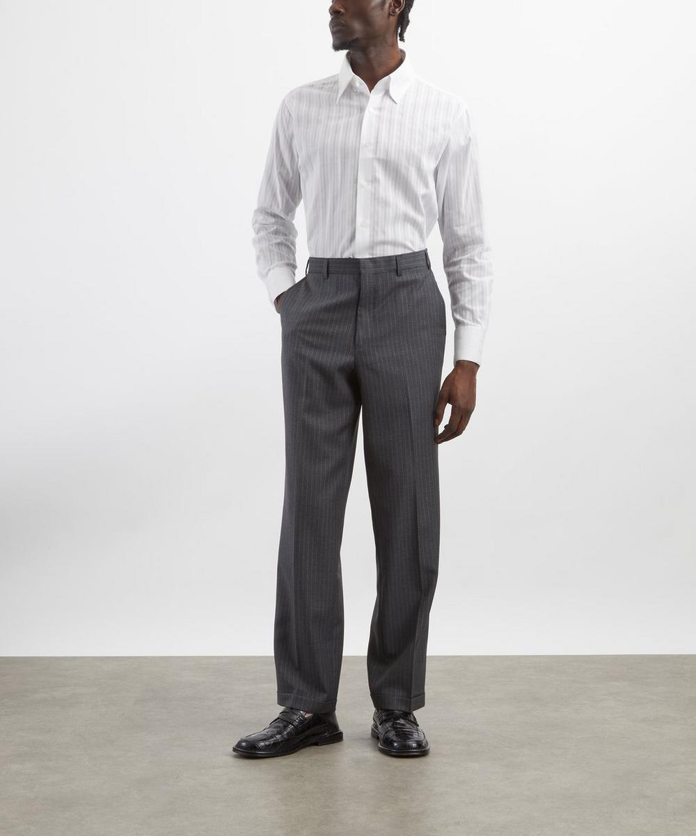 liberty london Carter Young White Tonal Stripe Business Shirt