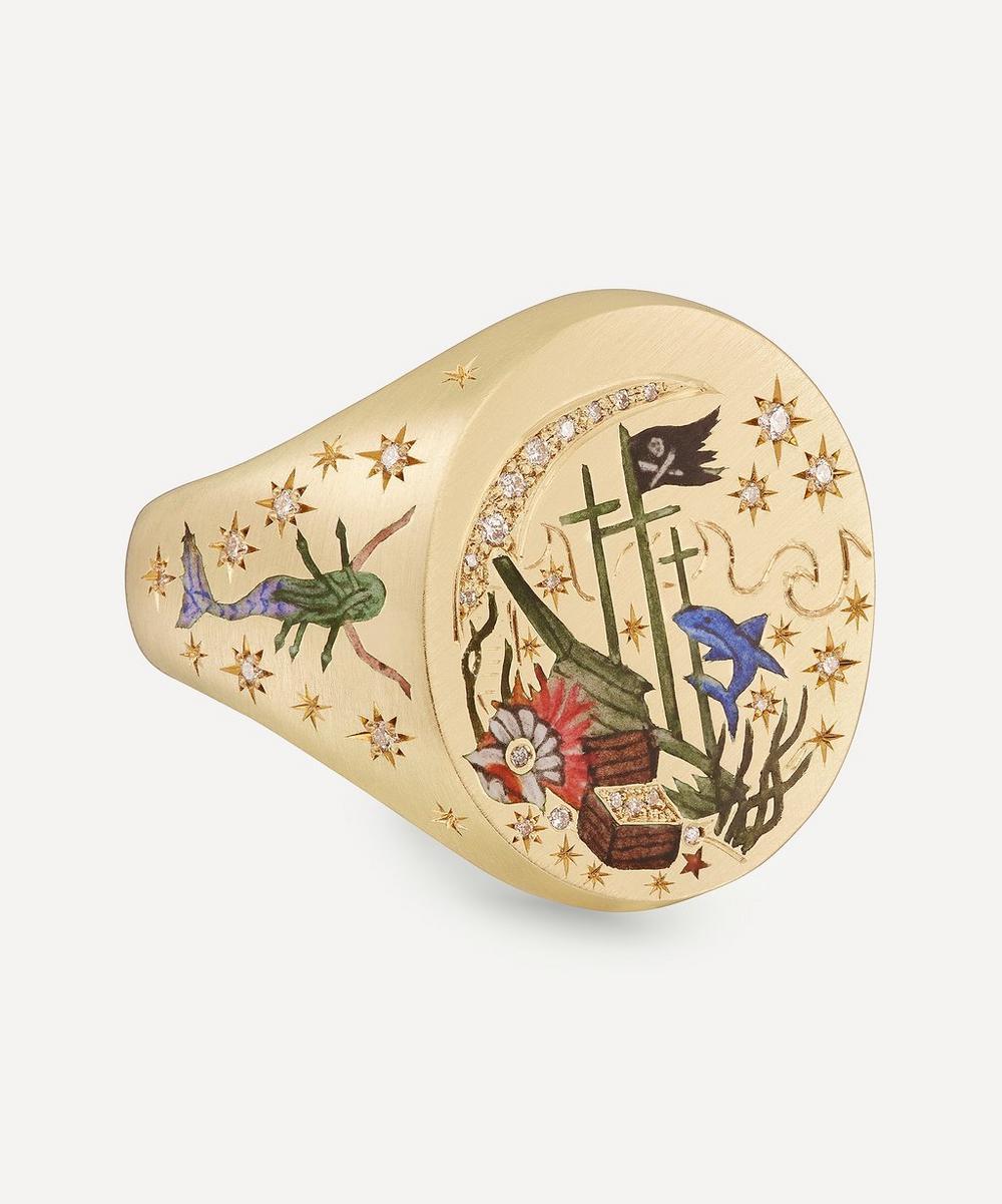 liberty london Cece Jewellery 18ct Gold A Sailor’s Superstition Signet Ring