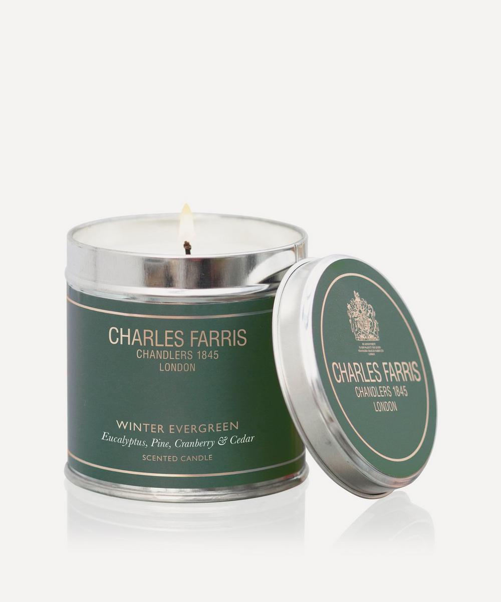 liberty london Charles Farris Winter Evergreen Tin Candle 300g