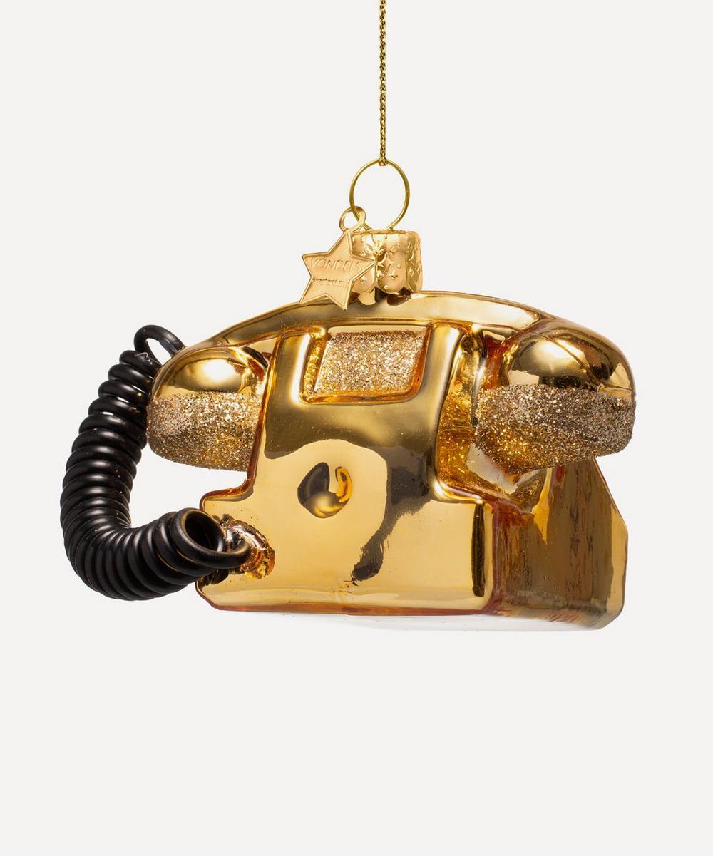 Liberty London Christmas Gold Vintage Telephone Glass Ornament