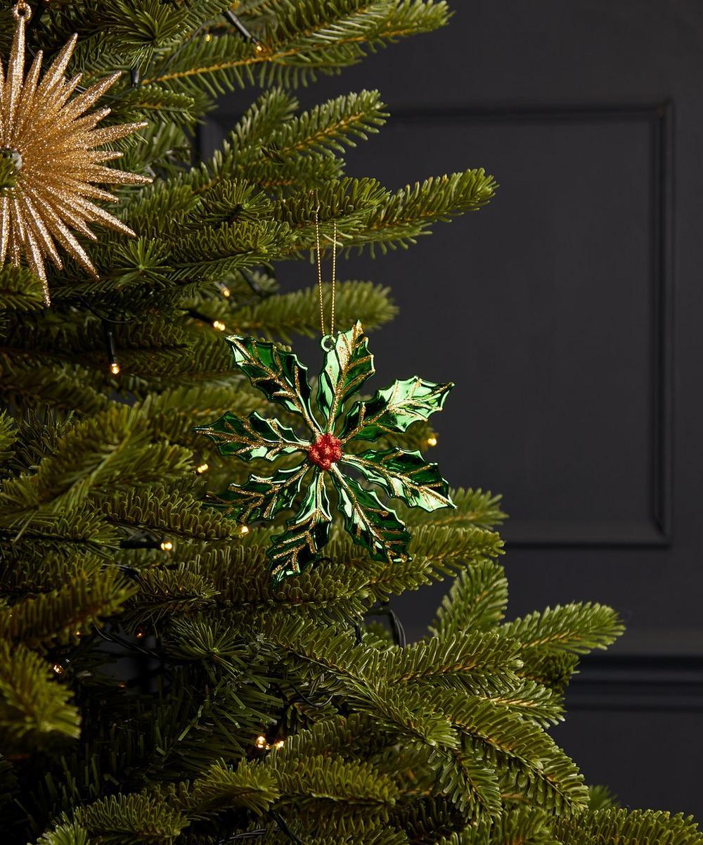 liberty london Christmas Green Leaf with Jewel Ornament