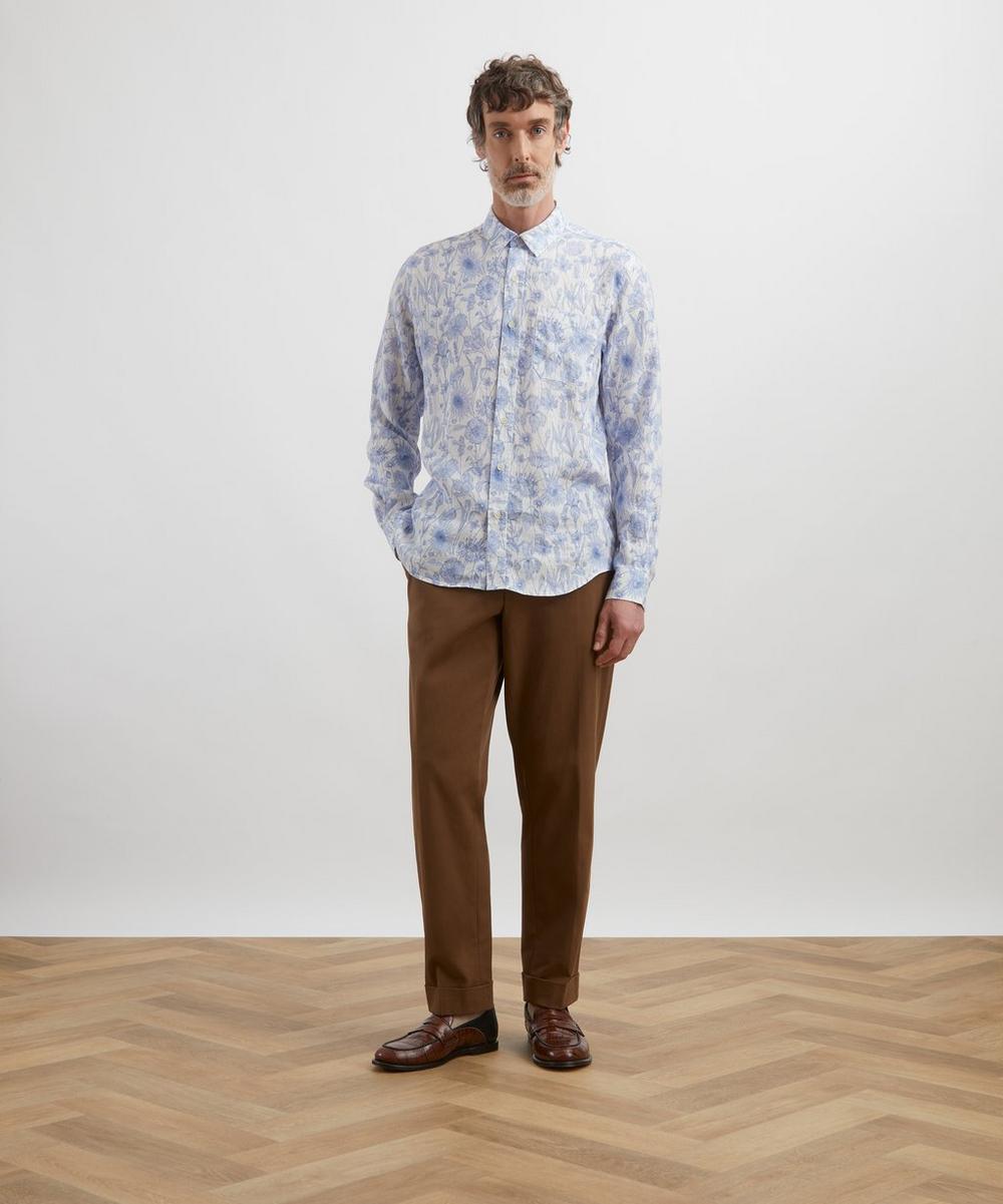 liberty london Classic Fit Hemp Shirt in Mono Muse Large