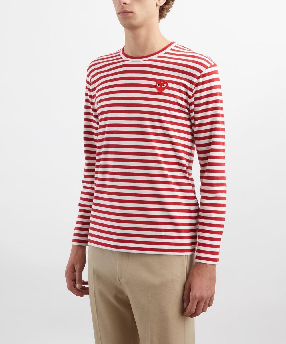 Liberty London Comme Des Garçons Play Red Stripe Long-Sleeve Heart Logo T-Shirt