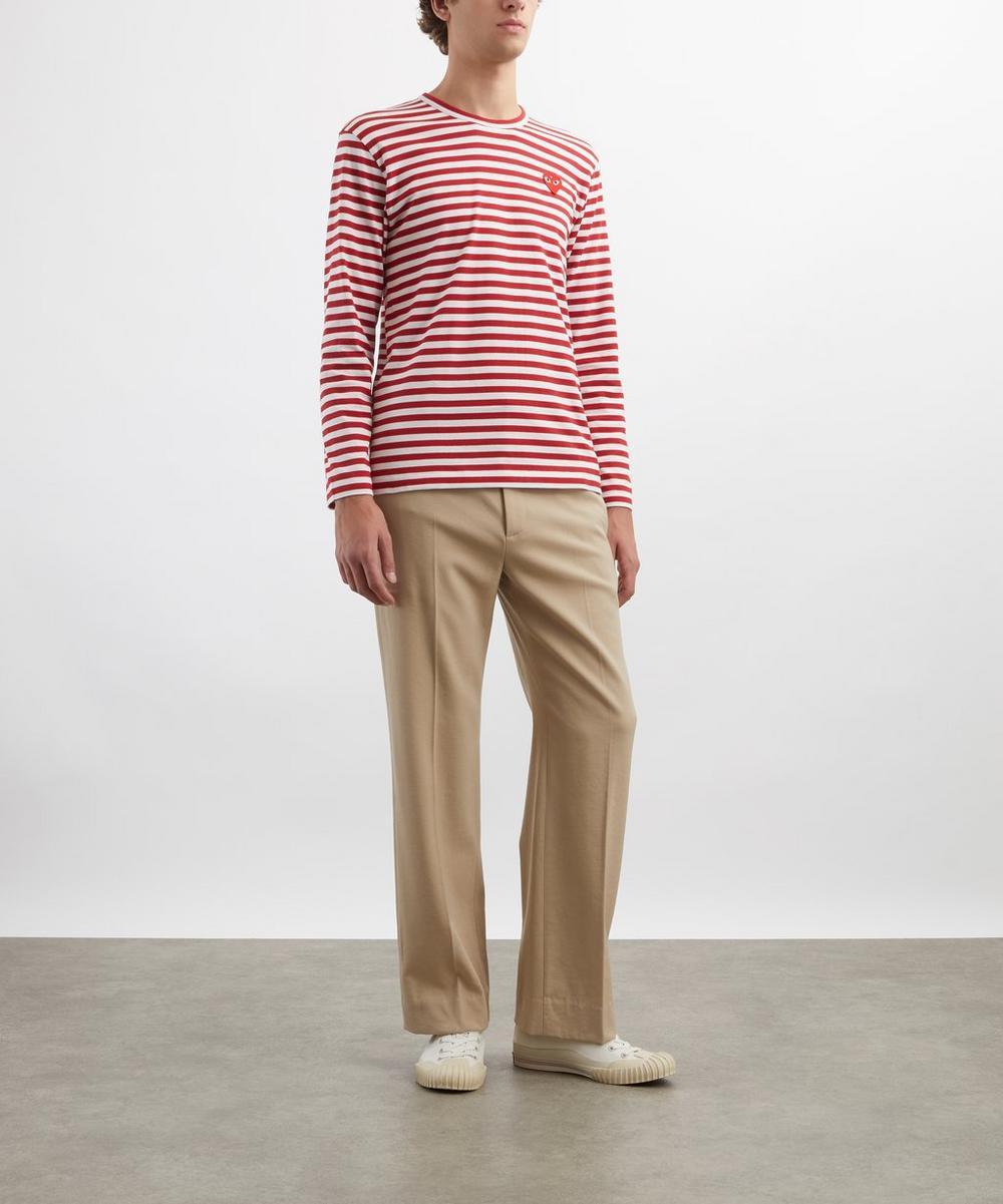 liberty london Comme des Garçons Play Red Stripe Long-Sleeve Heart Logo T-Shirt