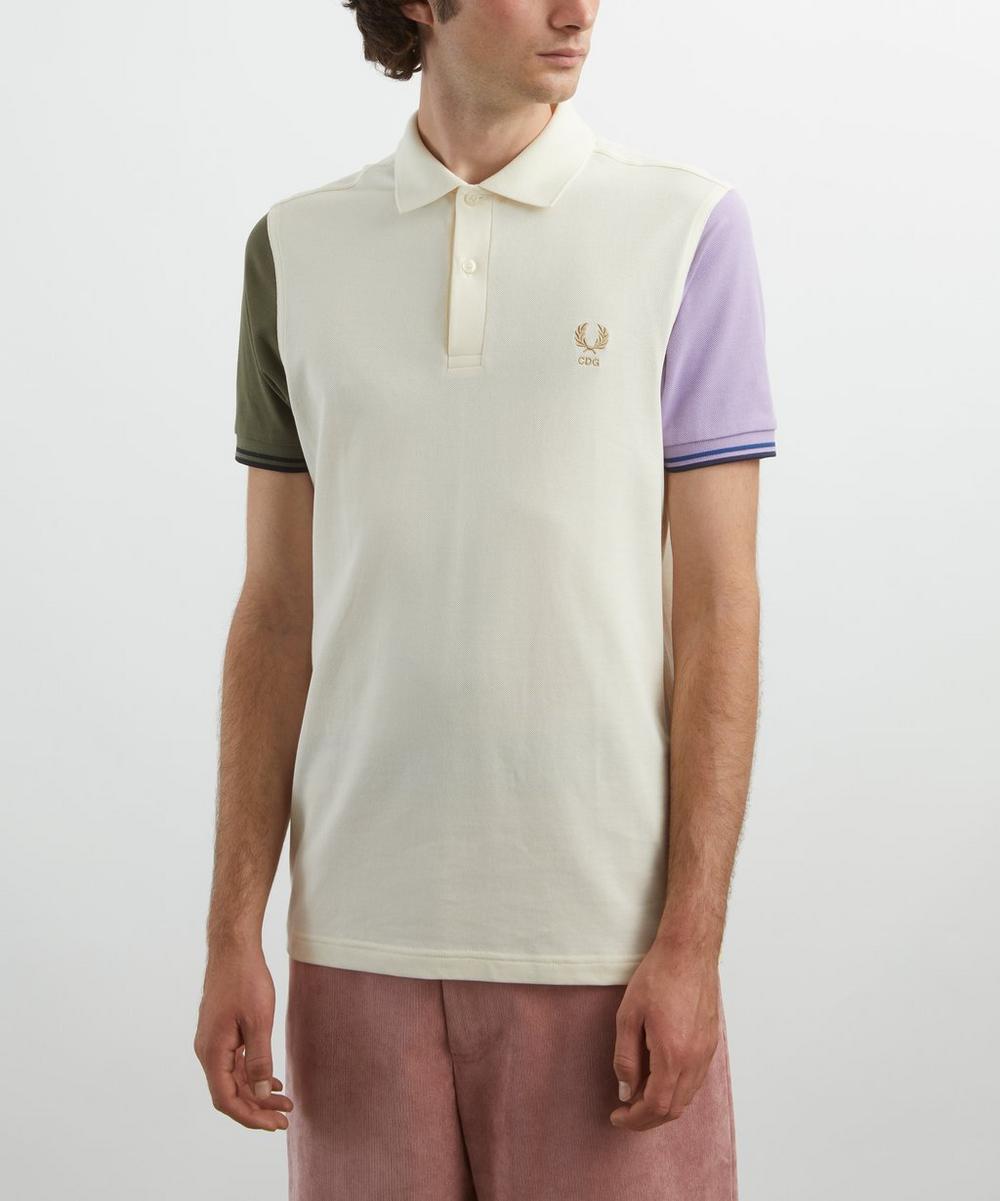 Liberty London Comme Des Garçons Shirt X Fred Perry Colour Block Ecru Polo Shirt