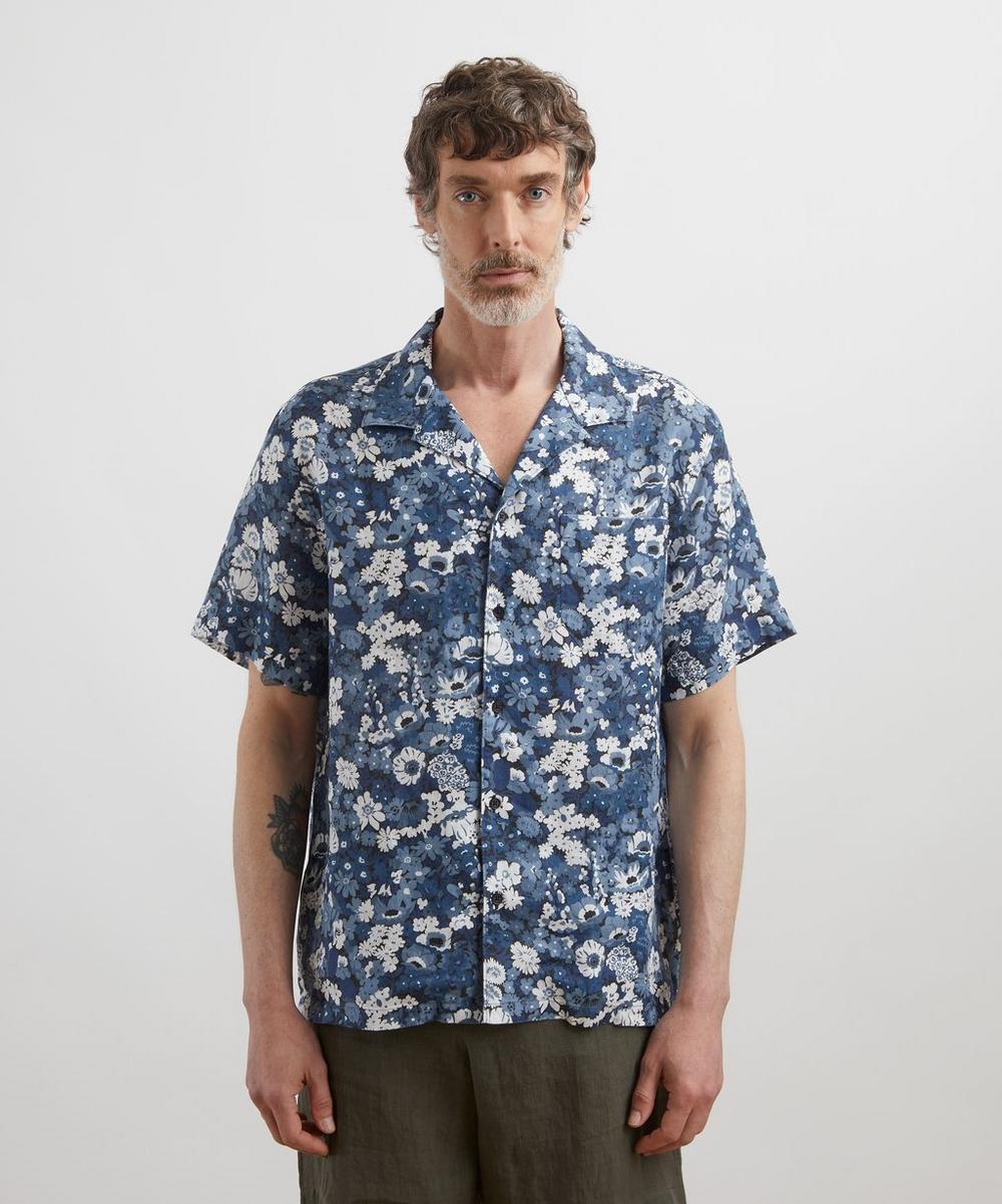 Liberty London Cuban Collar Hemp Shirt In Thorpe Spring Texture