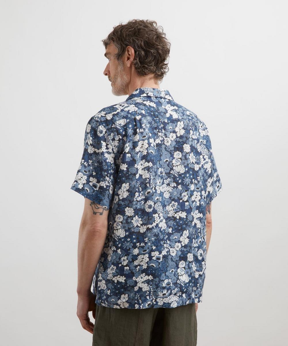 Liberty London Cuban Collar Hemp Shirt In Thorpe Spring Texture