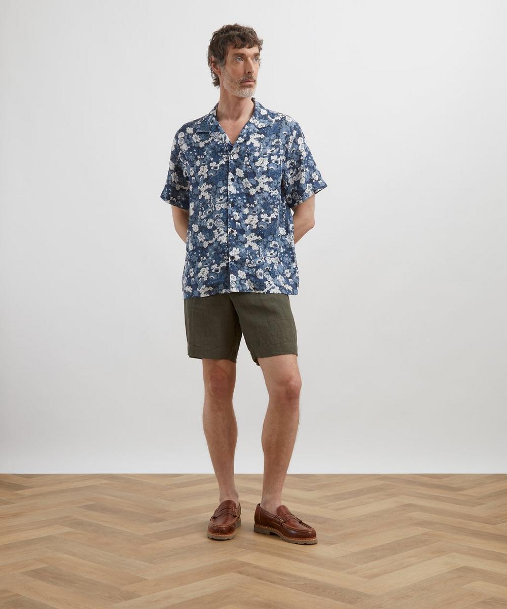 liberty london Cuban Collar Hemp Shirt in Thorpe Spring Texture