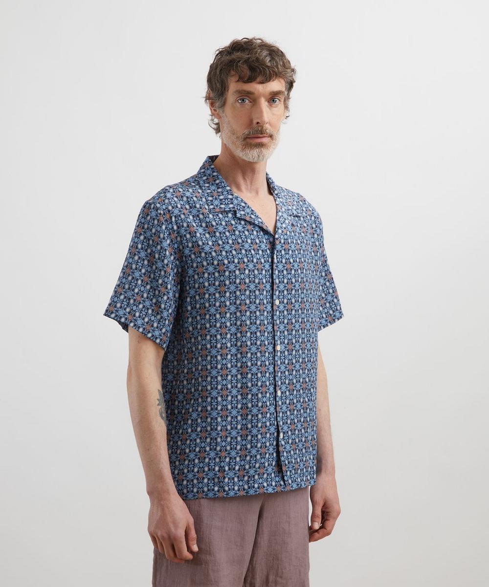 Liberty London Cuban Collar Silk Shirt In Nouveau Brooch