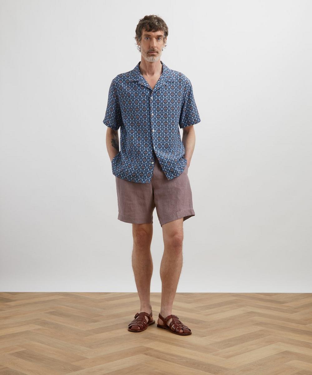 liberty london Cuban Collar Silk Shirt in Nouveau Brooch