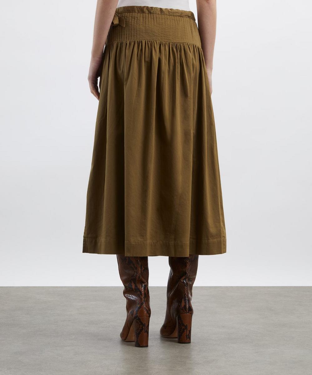 Liberty London Damson Madder Josie Olive Cotton Satin Midi Skirt