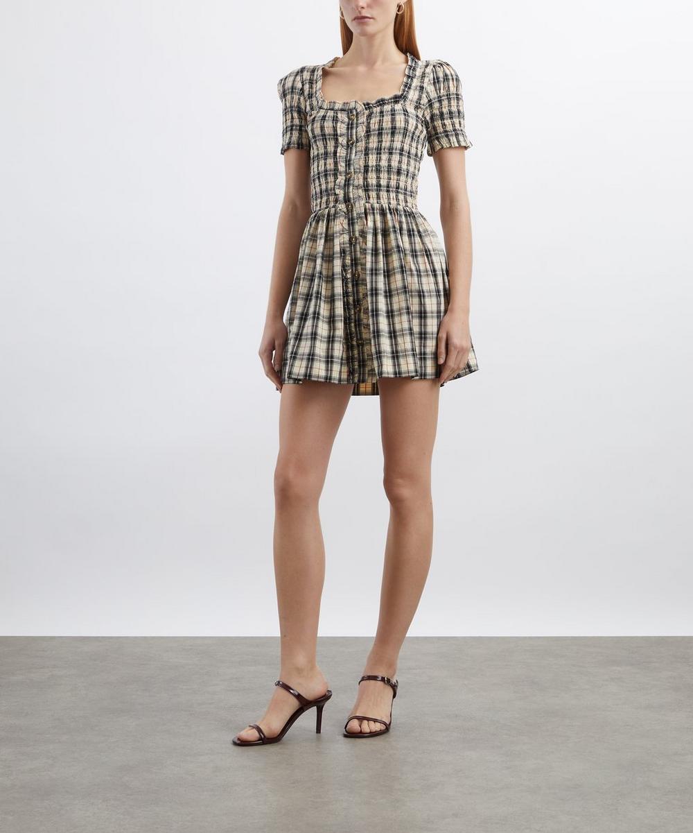 liberty london Damson Madder Mansi Butter Check Mini Dress
