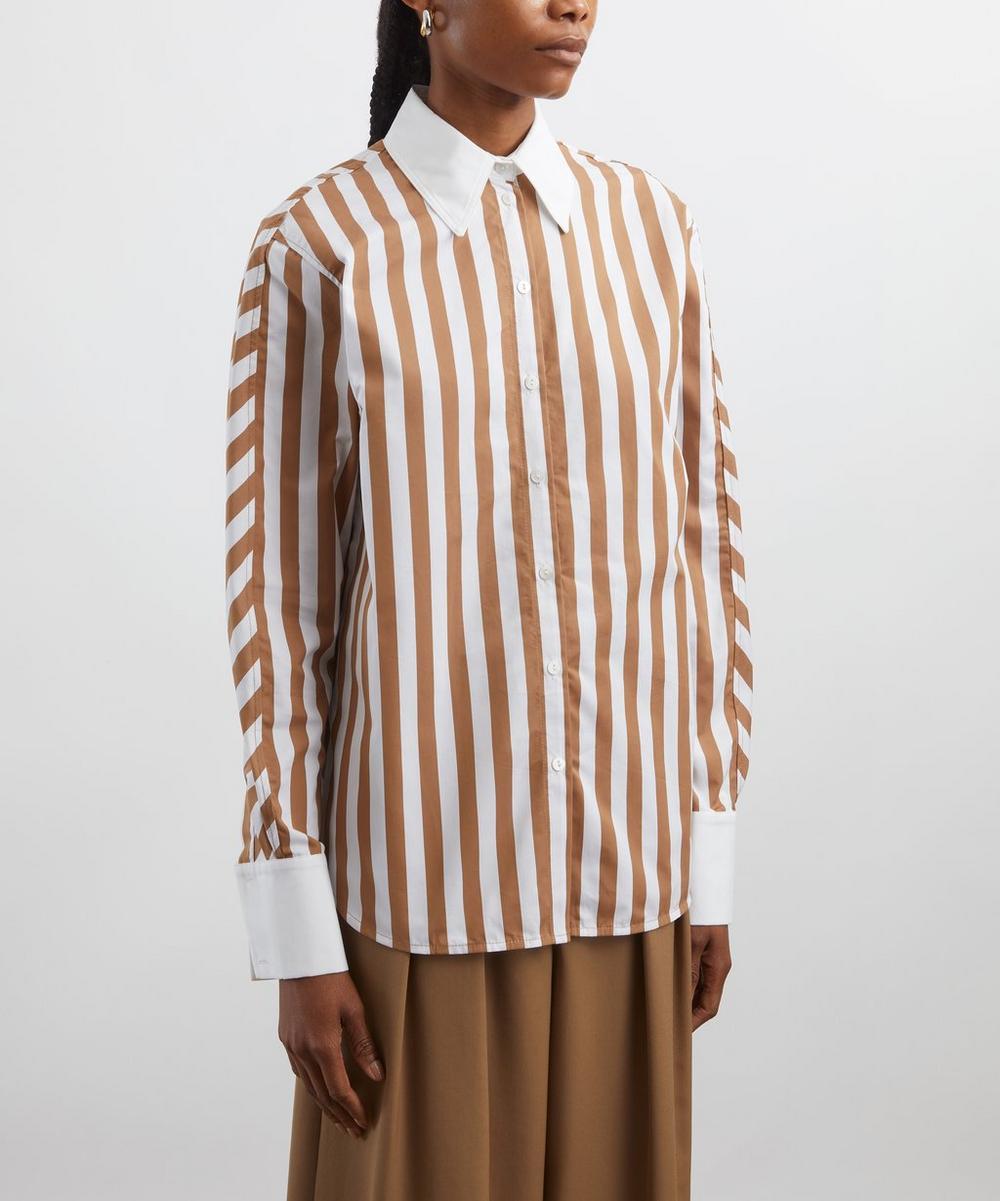 Liberty London Destree White And Camel Striped Shirt