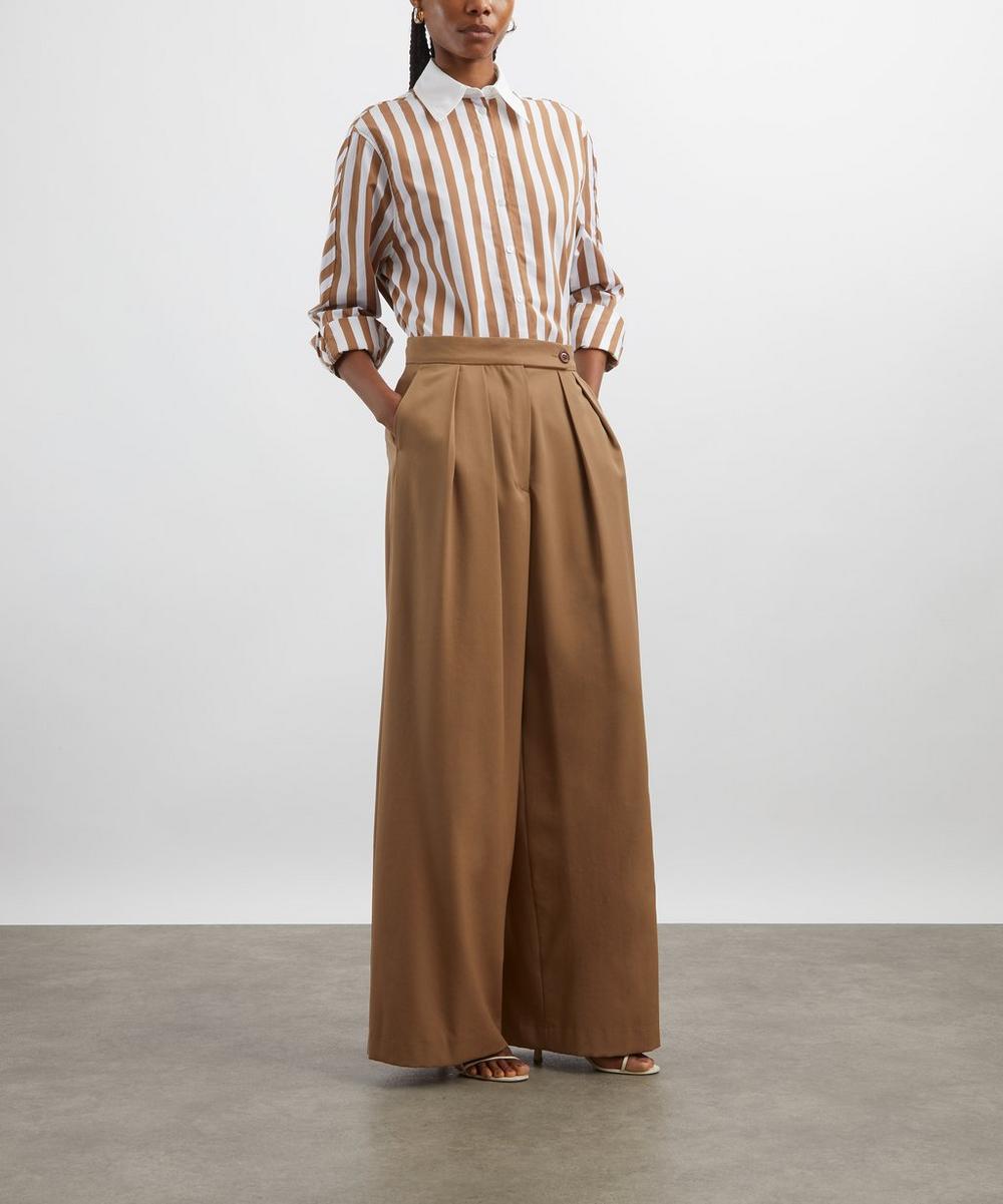 liberty london Destree White and Camel Striped Shirt