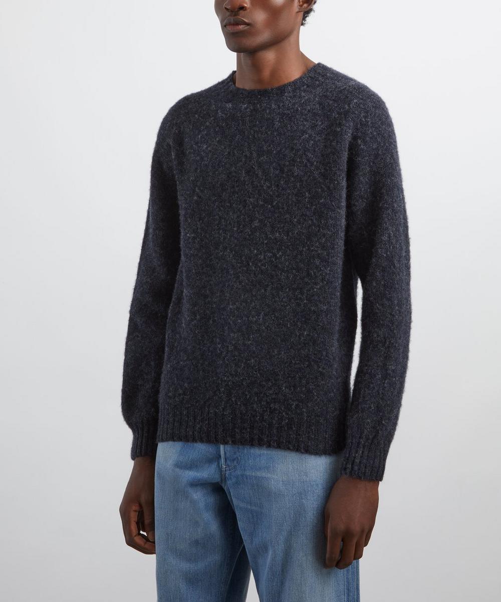Liberty London Drakes Charcoal Brushed Shetland Crew Neck Jumper