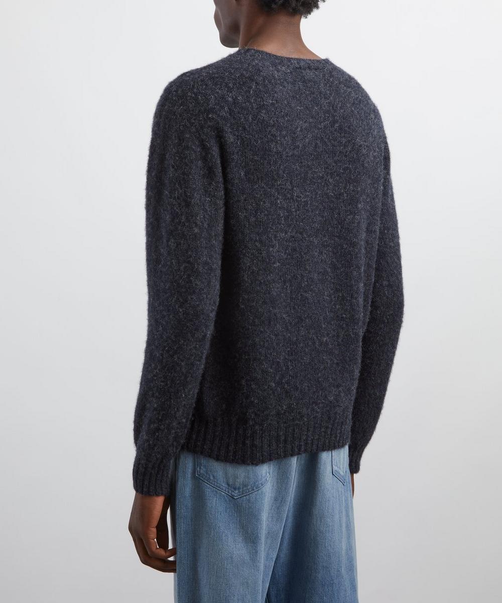 Liberty London Drakes Charcoal Brushed Shetland Crew Neck Jumper