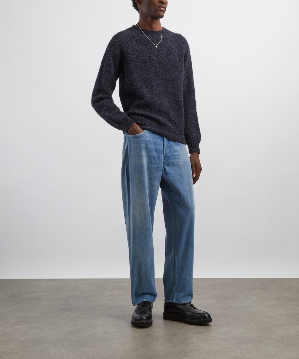 liberty london Drakes Charcoal Brushed Shetland Crew Neck Jumper