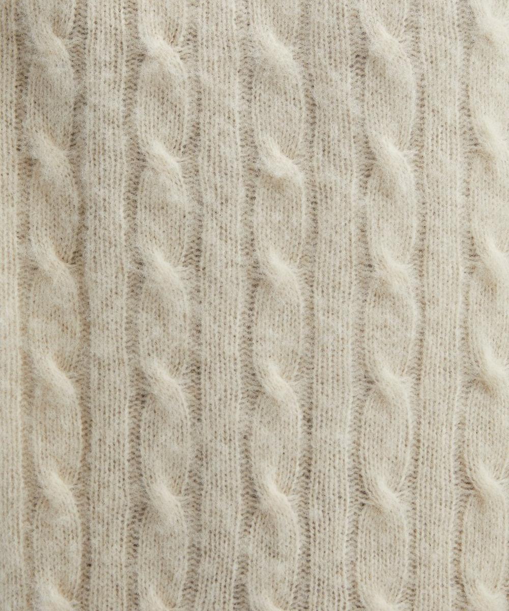 Liberty London Drakes Ecru Brushed Shetland Cable Knit Crew Neck Jumper