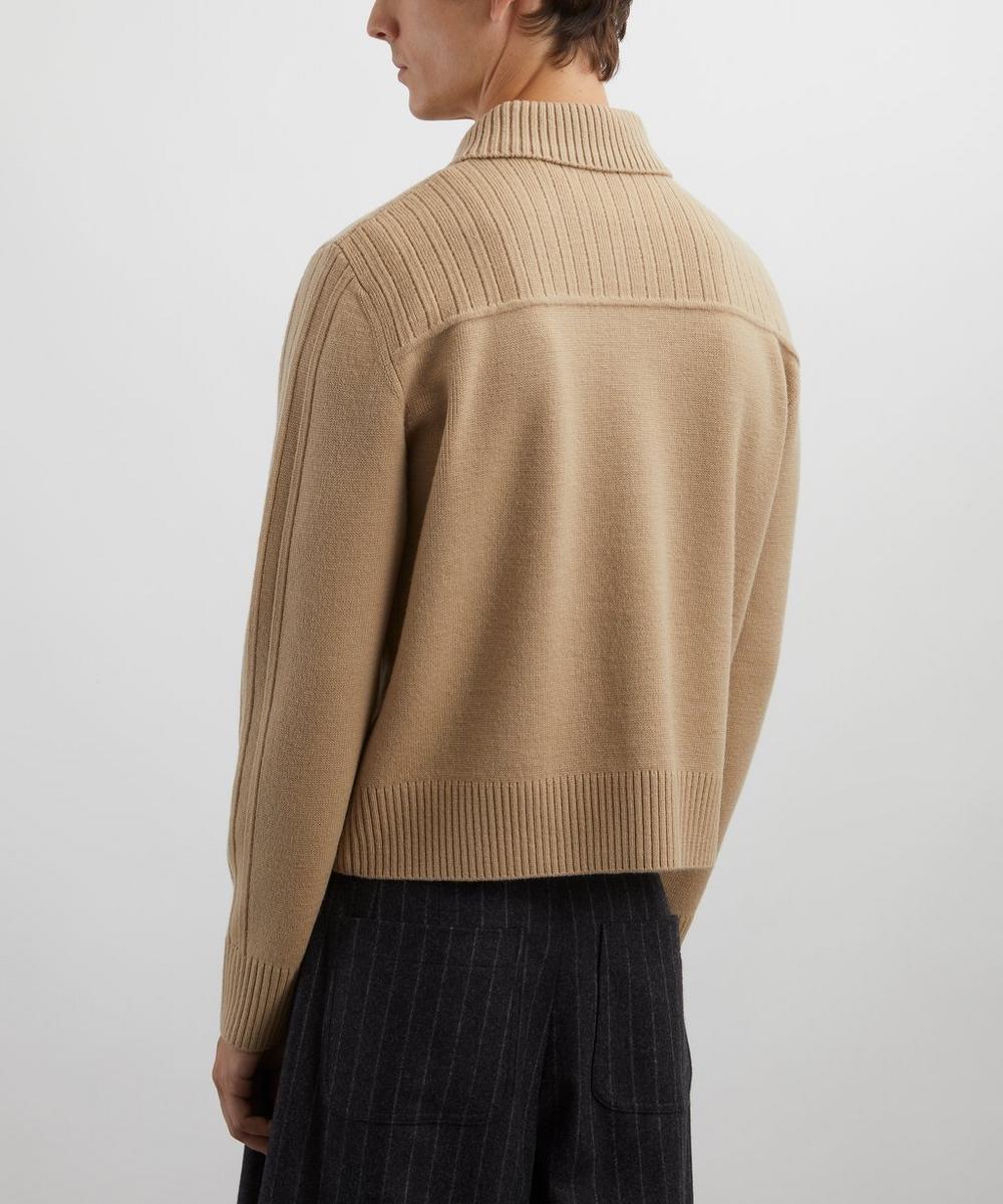 Liberty London Dries Van Noten Beige Ribbed Wool Cardigan