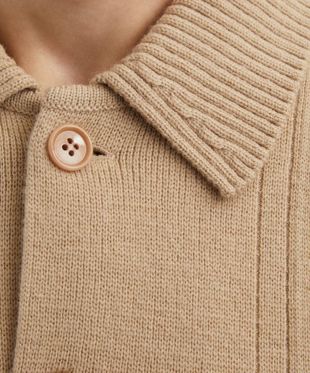 Liberty London Dries Van Noten Beige Ribbed Wool Cardigan