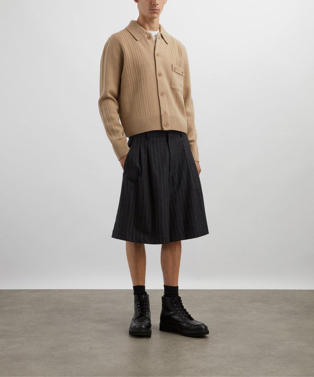 liberty london Dries Van Noten Beige Ribbed Wool Cardigan