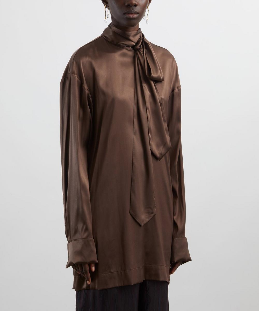 Liberty London Dries Van Noten Brown Loose Silk Shirt