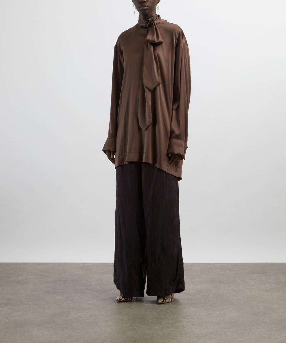 liberty london Dries Van Noten Brown Loose Silk Shirt
