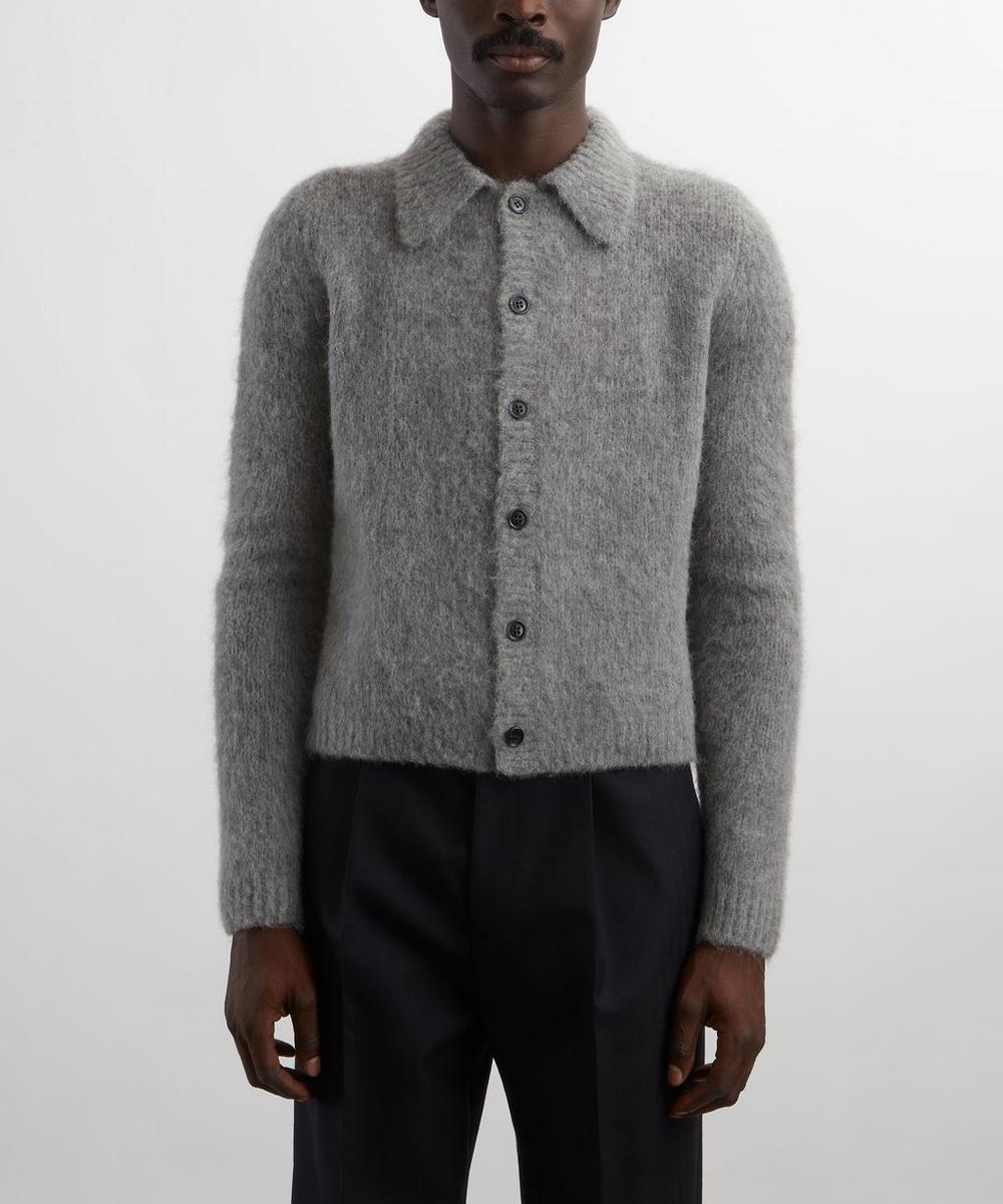 Liberty London Dries Van Noten Grey Cropped Alpaca-Wool Cardigan