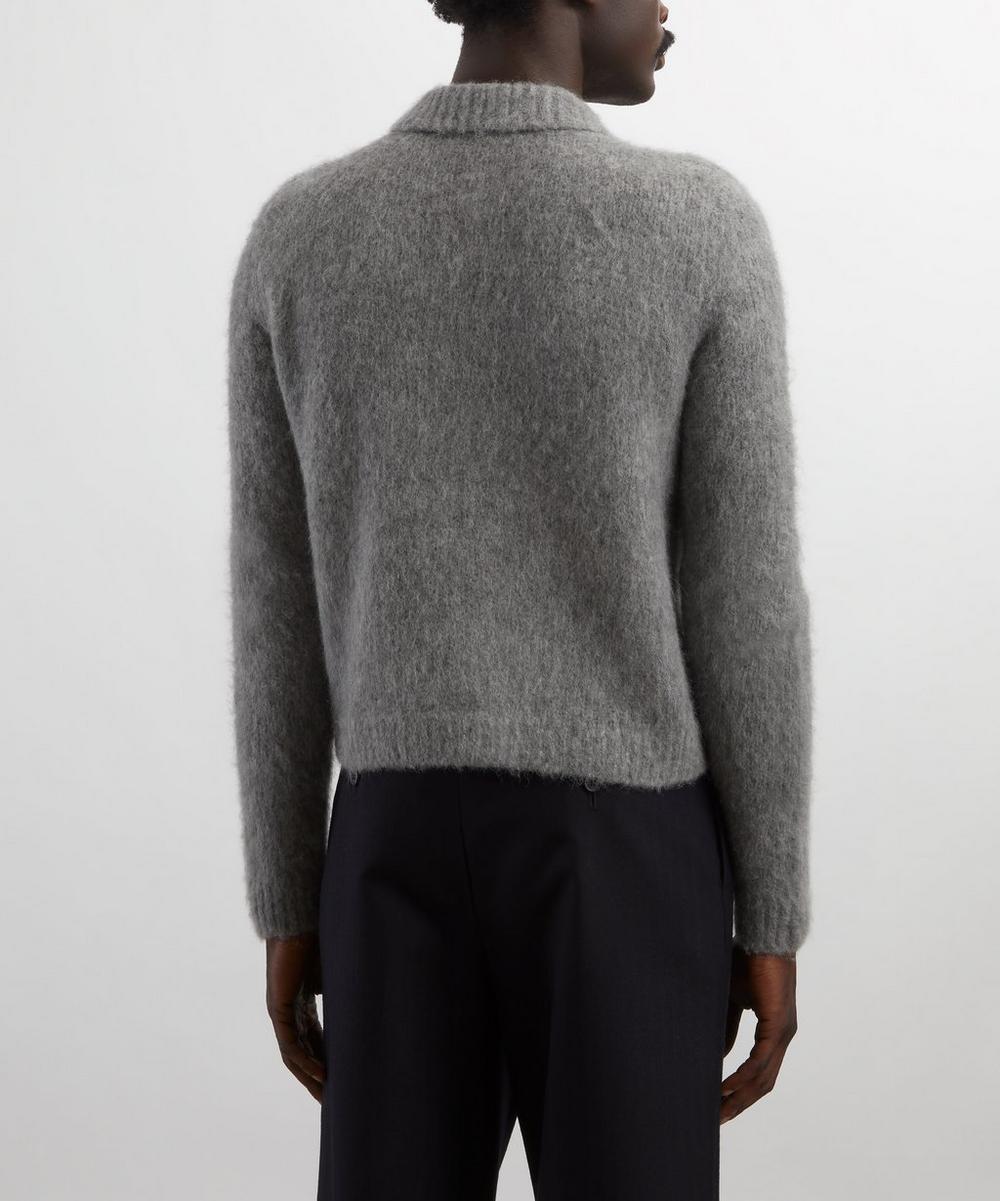 Liberty London Dries Van Noten Grey Cropped Alpaca-Wool Cardigan