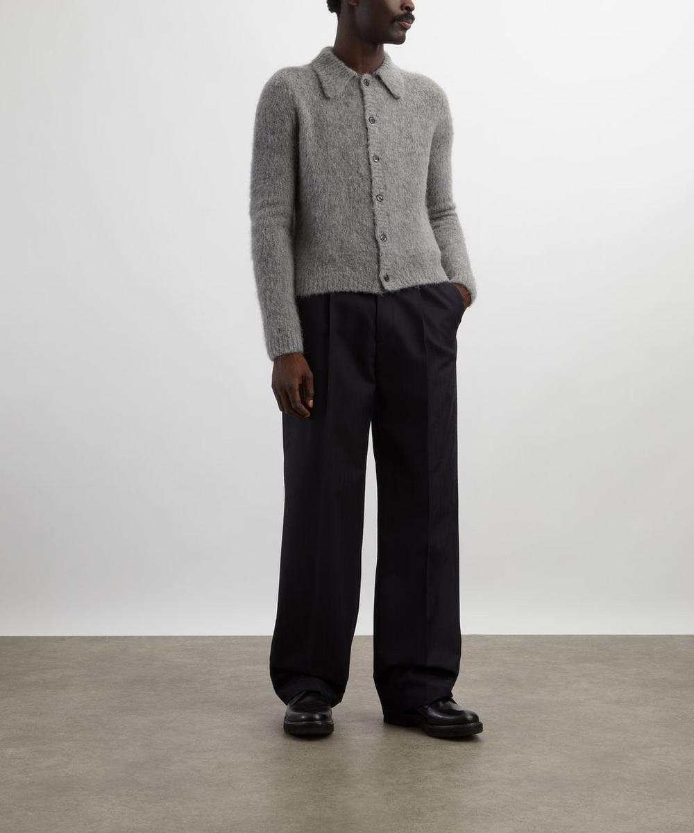 liberty london Dries Van Noten Grey Cropped Alpaca-Wool Cardigan