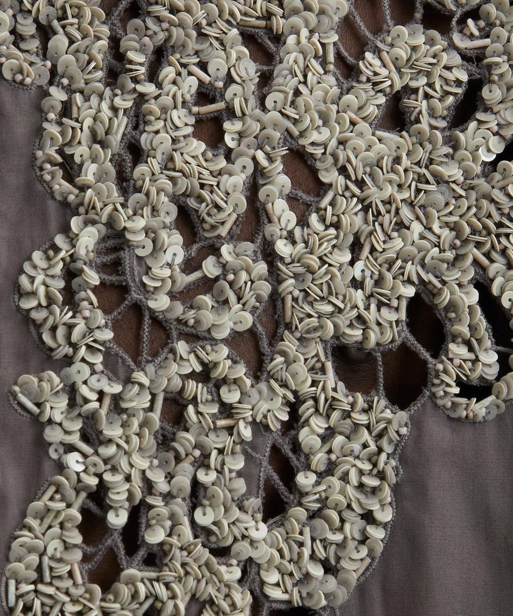 Liberty London Dries Van Noten Grey Embellished Short-Sleeve Shirt