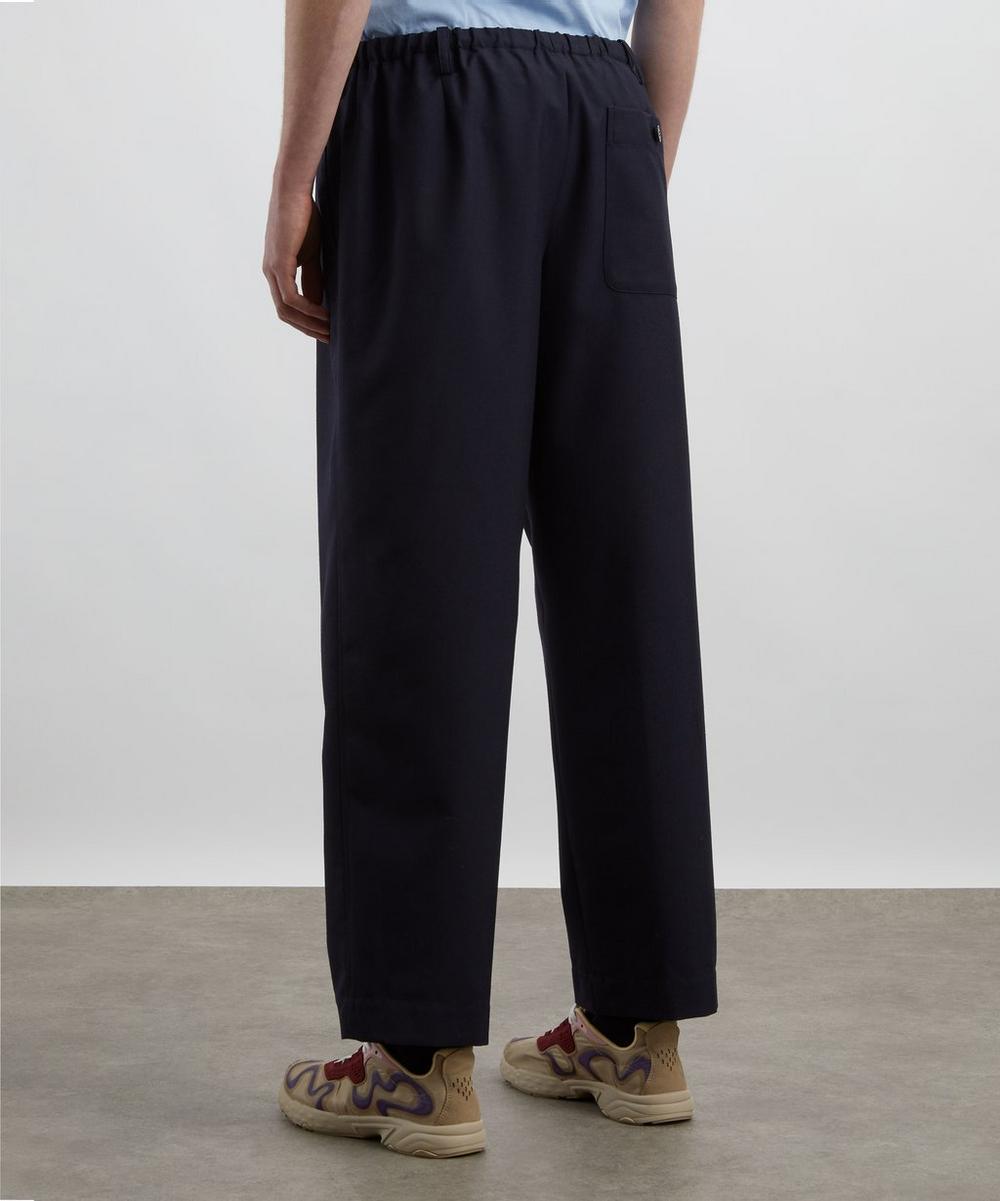 Liberty London Dries Van Noten Navy Drawstring Wool Trousers