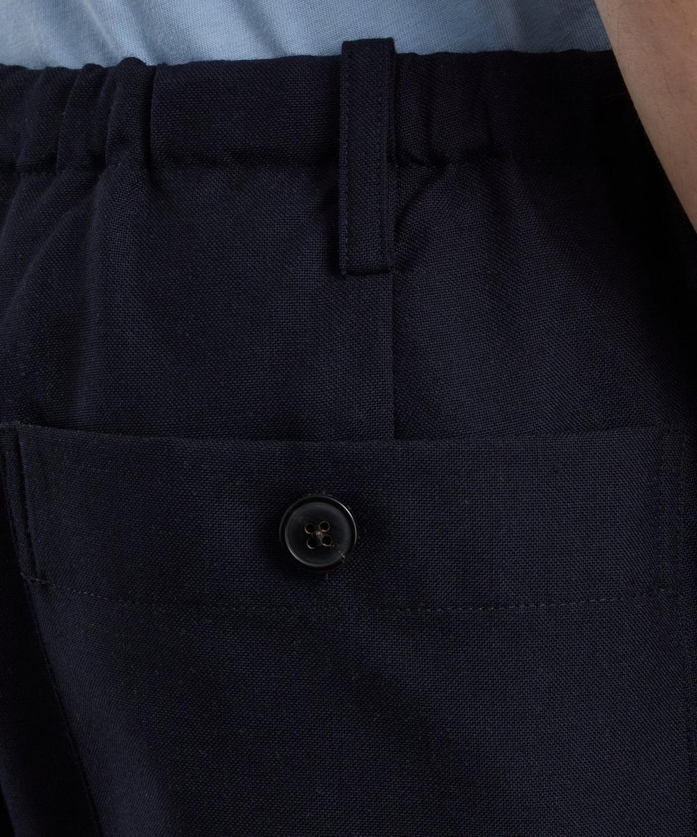 Liberty London Dries Van Noten Navy Drawstring Wool Trousers