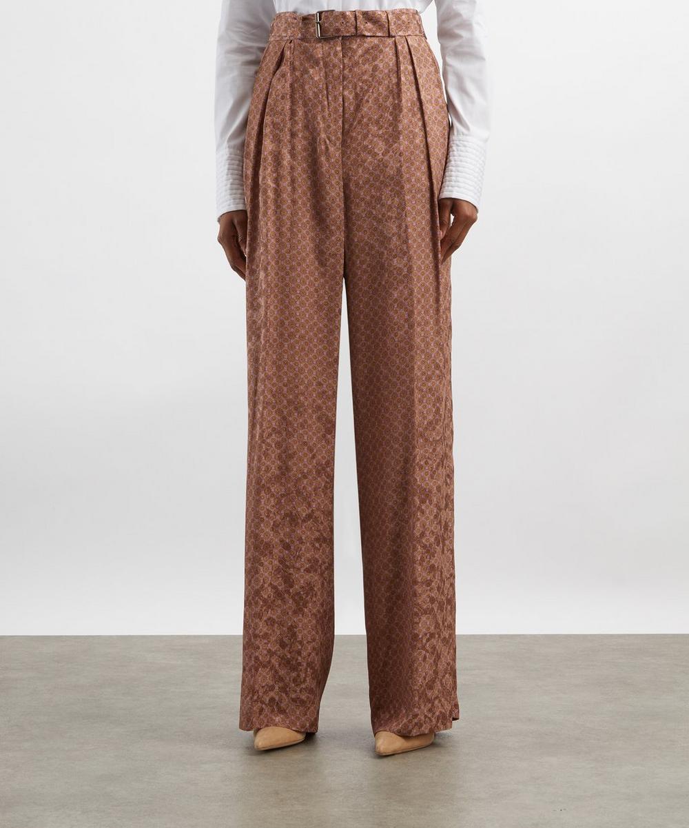 Liberty London Dries Van Noten Peaches Print Satin Trousers