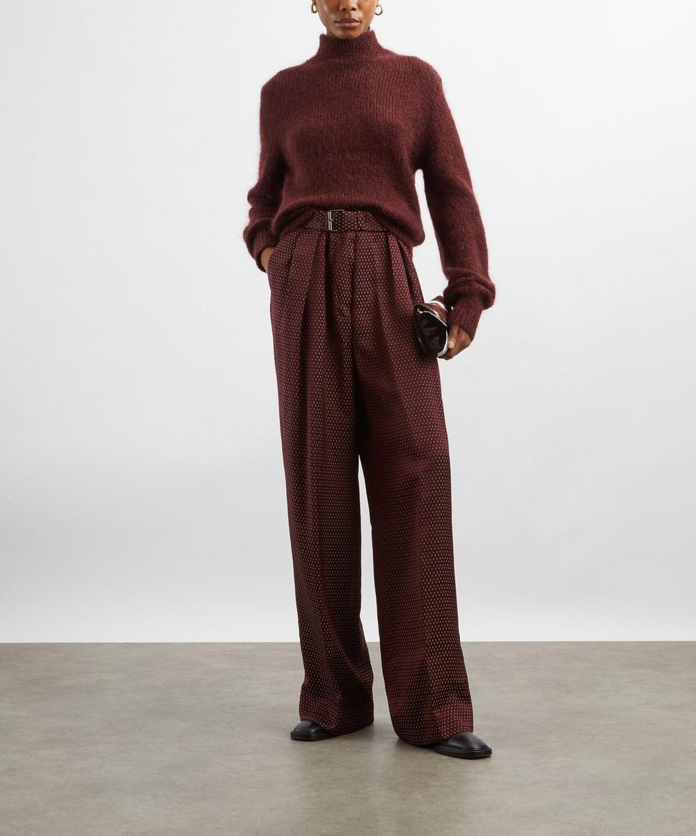 liberty london Dries Van Noten Peaches Print Satin Trousers