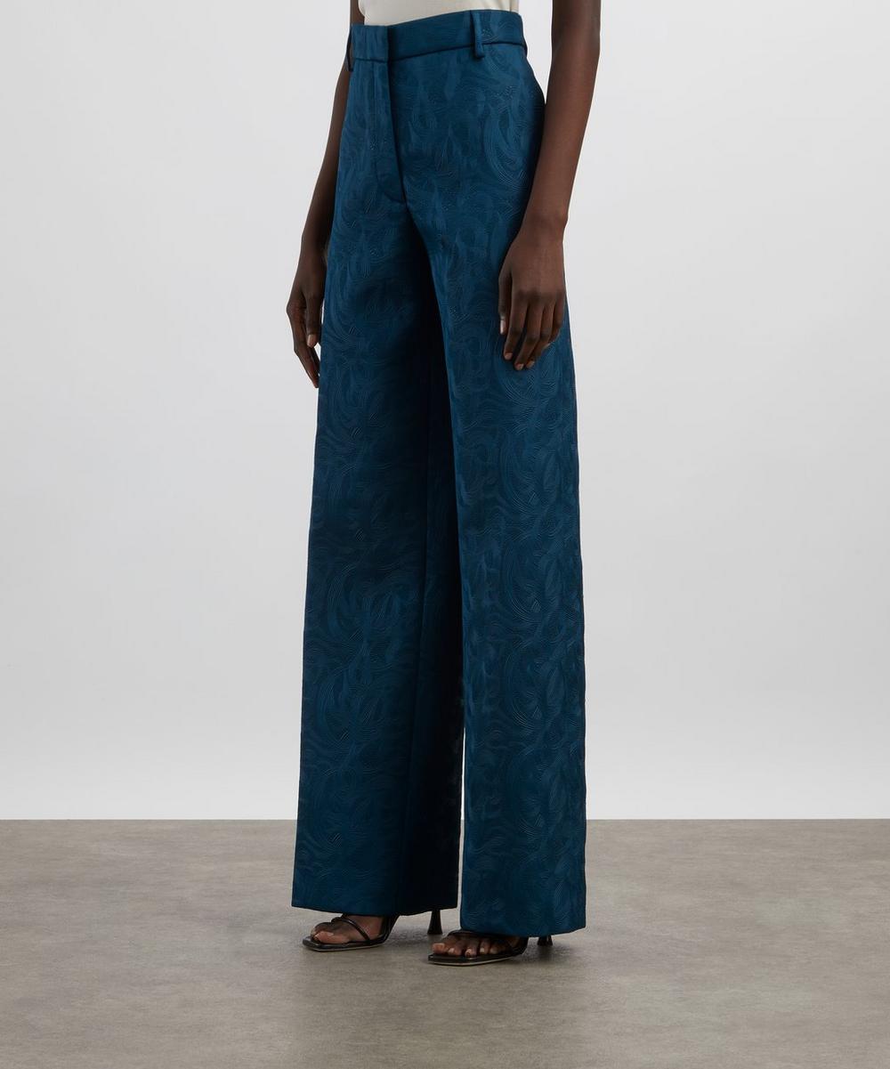 Liberty London Dries Van Noten Petrol Slouchy Jacquard Trousers