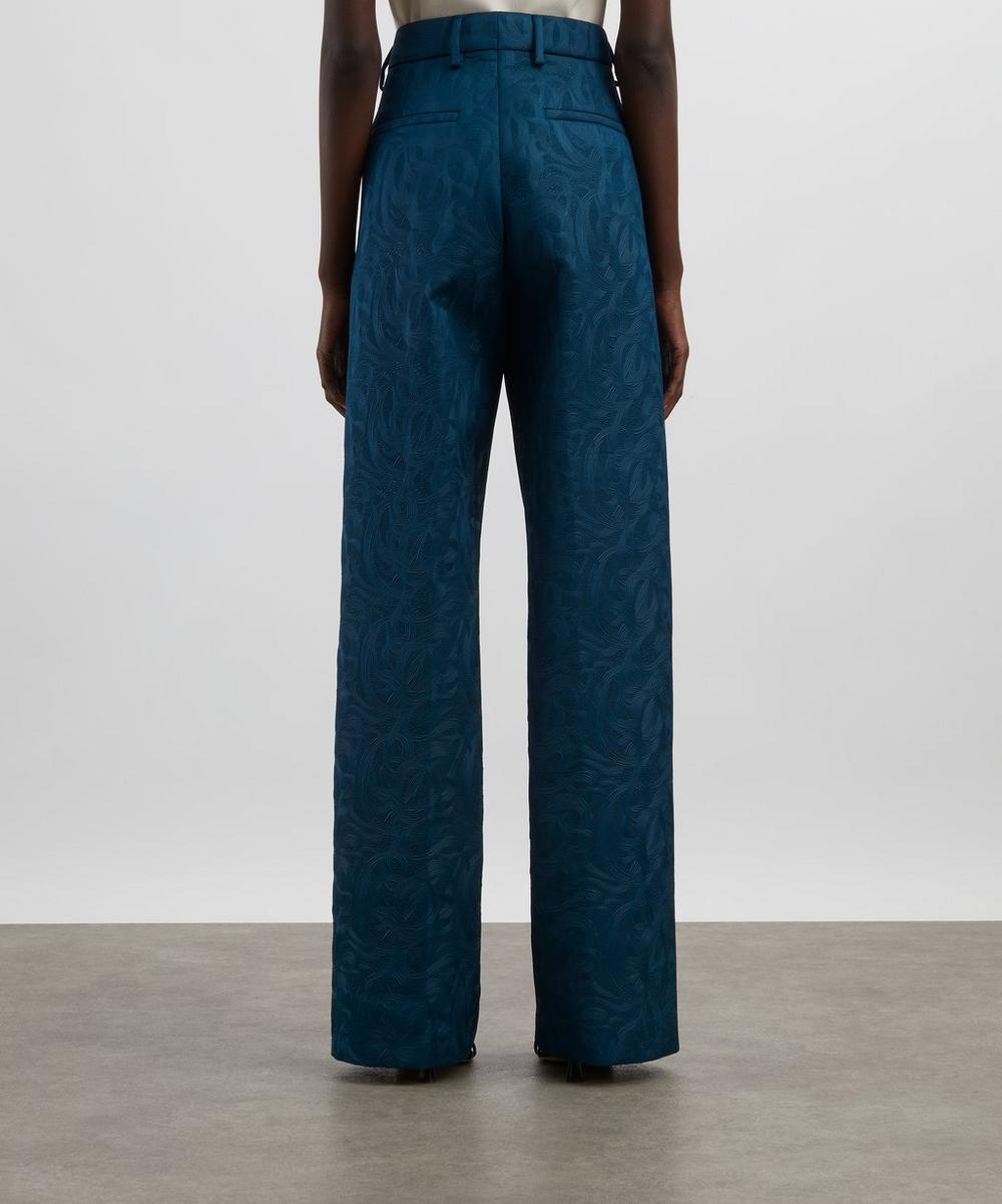 Liberty London Dries Van Noten Petrol Slouchy Jacquard Trousers