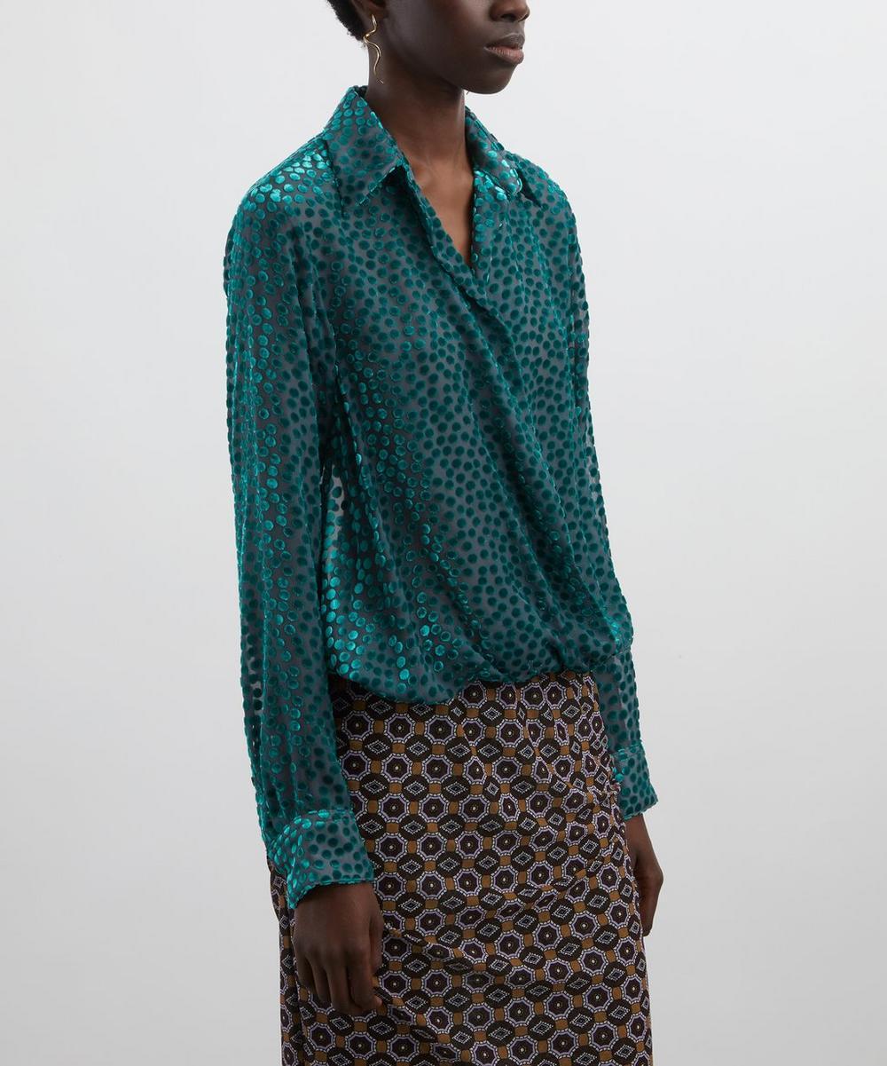 Liberty London Dries Van Noten Turquoise Devoré Wrap Shirt