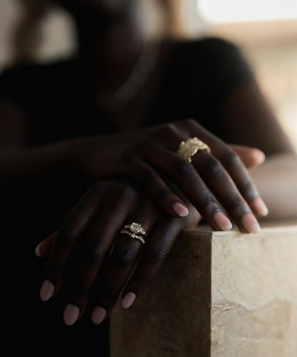 Liberty London Ellis Mhairi Cameron 14ct Gold Armach Cushion Diamond Engagement Ring