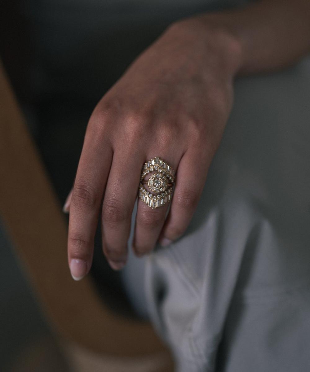 Liberty London Ellis Mhairi Cameron 14ct Gold Armach Diamond Cocktail Ring II