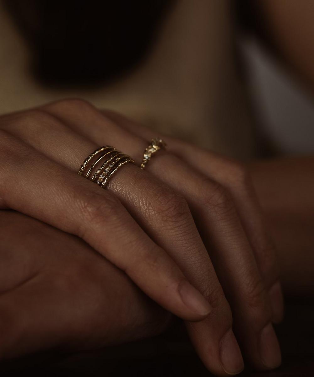 liberty london Ellis Mhairi Cameron 14ct Gold LXI White Diamond Half Eternity Ring