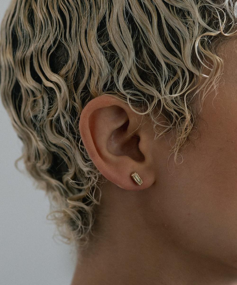 liberty london Ellis Mhairi Cameron 14ct Gold X Champagne Baguette Diamond Stud Earrings