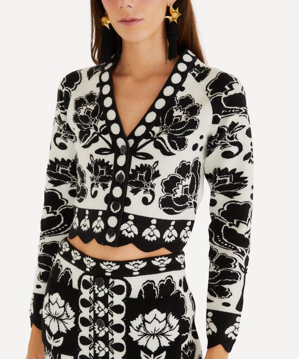 Liberty London FARM Rio Black And White Floral Arabesque Knit Top