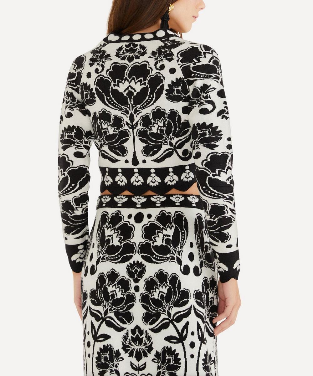 liberty london FARM Rio Black and White Floral Arabesque Knit Top