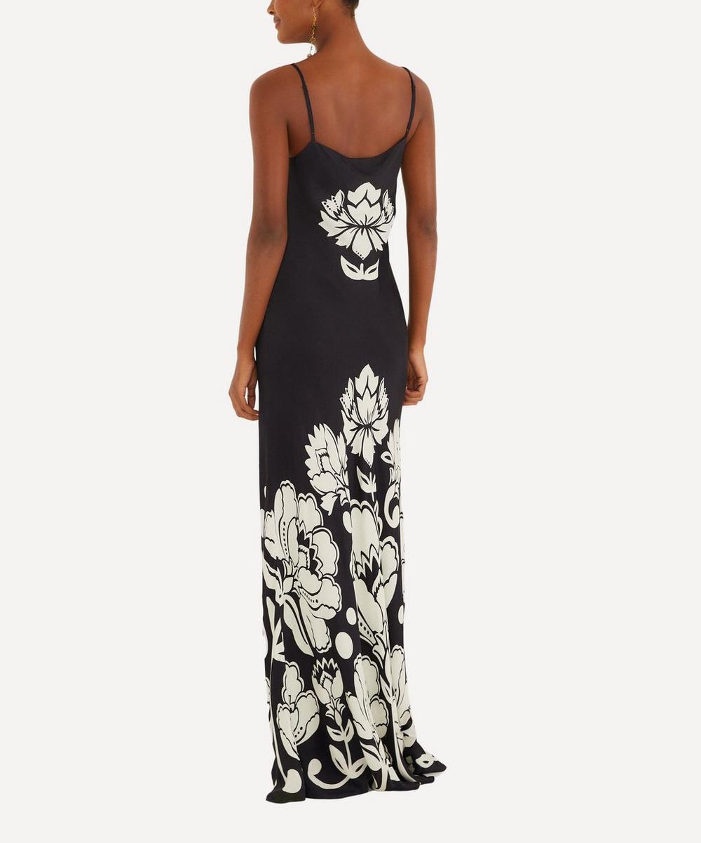 liberty london FARM Rio Black and White Floral Arabesque Maxi Dress