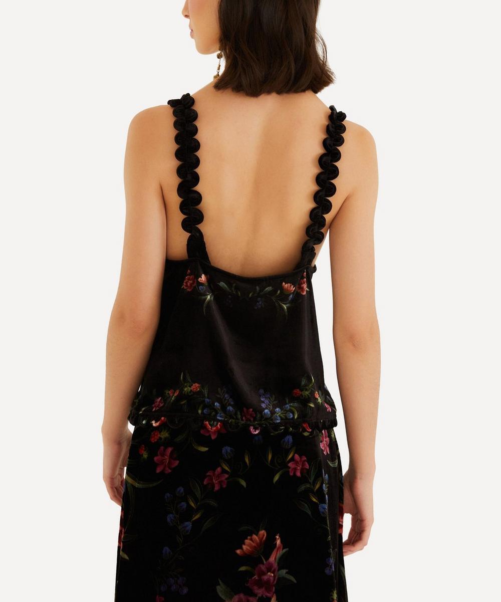 liberty london FARM Rio Black Belle Garden Scallop Sleeveless Top